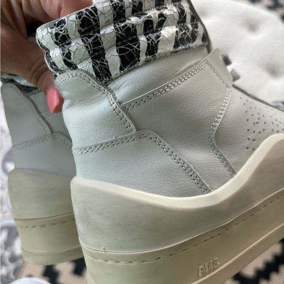 NWT P448 STAR Skate HIGH TOP SNEAKERS SZ 7 or 37 Rare! Zebra print white - Picture 9 of 9